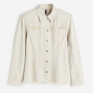 H&M Divided Denim Jacket with Shoulder Pad light beige raw edge trim‎ size XS